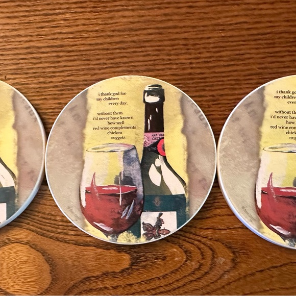 Set of 3 funny stone coasters with cork backing. Like new. - Picture 3 of 4